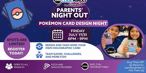 Pok\u00e9mon Card Game Parents Night Out at Code Ninjas North Edmonton