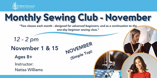 Monthly Sewing Club November - Session 1