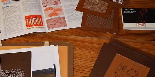 Katagami stencilling with indigo in Artist's studio