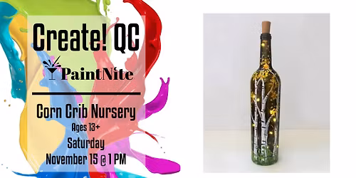 Paint Nite at Corn Crib Nursery: "Falling for Birches" Wine Bottle with Fairy Lights