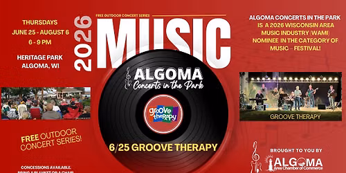 Groove Therapy, Algoma Concerts in the Park, June 25, 2026