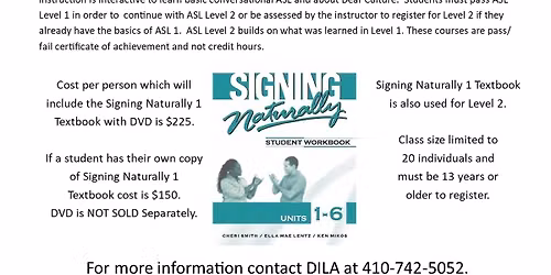 ASL Level 1 In Person Classes