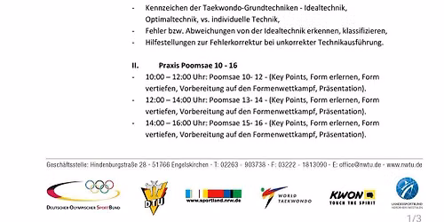 2. NWTU Poomsae-Lehrgang 2026