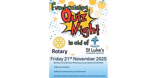 Fundraising Quiz Night in aid of St Luke's Hospice