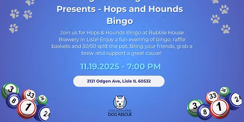 Hops and Hounds Bingo with Chicagoland Dog Rescue
