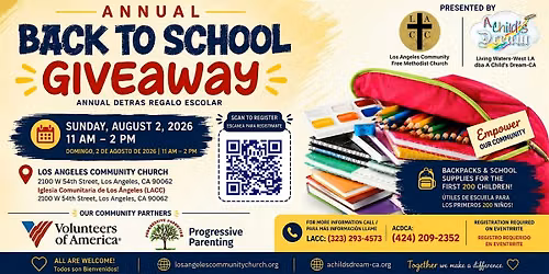 2026 ANNUAL BACK TO SCHOOL GIVEAWAY! FAMILY REGISTRATION