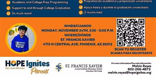 Open House At St. Francis Xavier w\/ Hope Ignites Phoenix