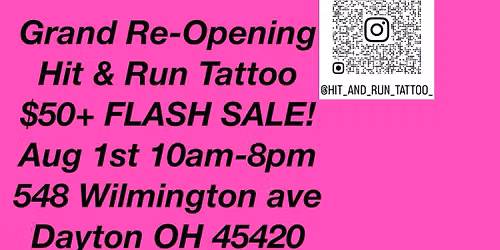 Grand Re-Opening Tattoo Flash Sale