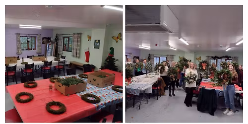 Christmas Wreath Workshop with refreshments, cake & visit The Tropical Butterfly House. £47pp..