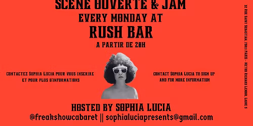 'ANYTHING GOES' Open Mic & Experimental Improv Jam @ Rush Bar! Hosted by Sophia Lucia \ud83c\udfa9 
