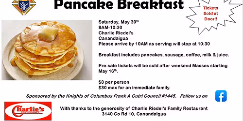 St. Benedict Parish Knights of Columbus Pancake Breakfast