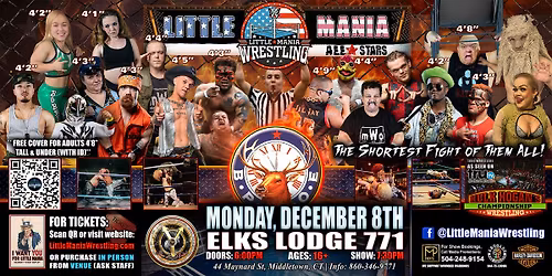 Middletown, CT - Little Mania Mini Wrestling @ Elks Lodge 771