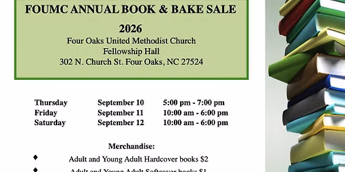 Annual Book Sale 9\/10 5-7 p, 9\/11 10a-6p, 9\/12 10a-6p