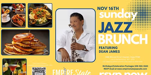 11\/16- Sunday Jazz Brunch w\/Dean James (2 PM Seating)