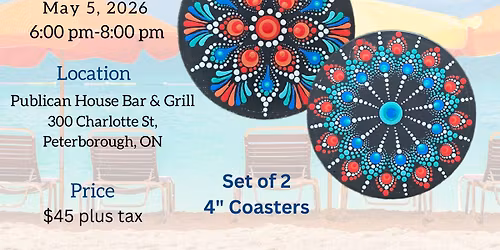 Peterborough-Tropical Coastal Vibe Coaster Set Dot-Painting Workshop
