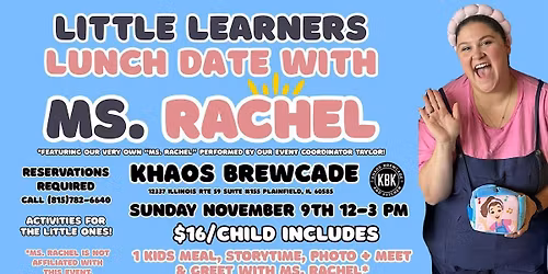 Little Learners Lunch Date with Ms. Rachel - Sunday 11\/9 at 12 PM
