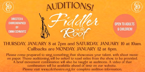 AUDITIONS at CDC Theatre for FIDDLER ON THE ROOF