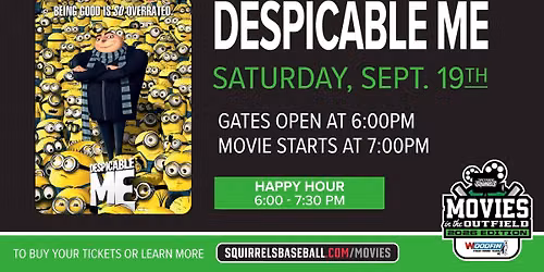 Movies in the Outfield, presented by Woodfin - Your Home Team: Despicable Me