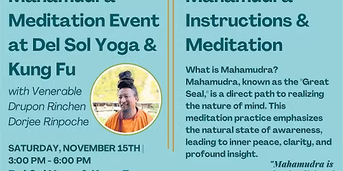 Mahamudra Teachings & Meditation at Del Sol Yoga & Kung Fu