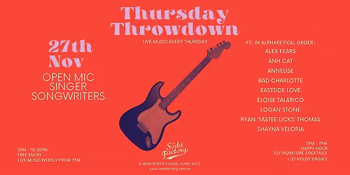 FREE DRINK- Open Mic \/ Singer Songwriters - @SODA