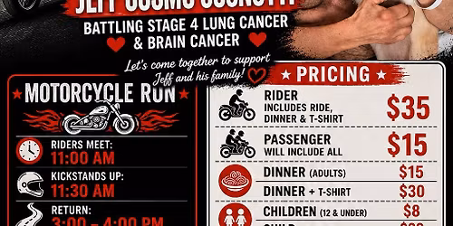 SPAGHETTI DINNER & MOTORCYCLE RUN IN SUPPORT OF JEFF COSMO COSNOTTI