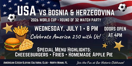 World Cup Watch Party - USA vs Bosnia & Herzegovina