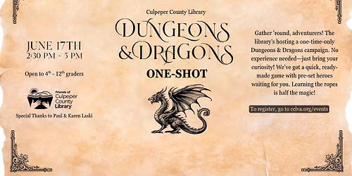 Summer Reading Event: Dungeons & Dragons One Shot at the Library