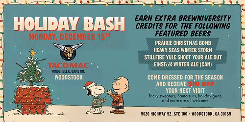 Charlie Brown Christmas at Taco Mac Woodstock