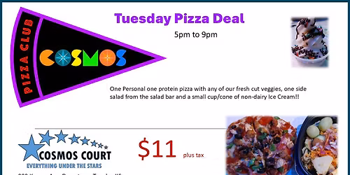 Tuesday Pizza Dinner $11