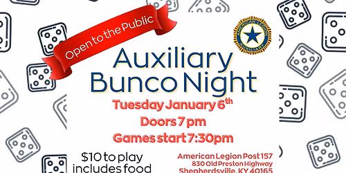 Monthly Bunco Night at the American Legion Post 157