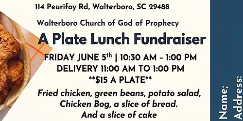 Plate Lunch Fundraiser Walterboro COGOP