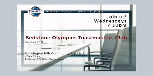 Bedstone Olympics Toastmasters Club Meeting - Wednesday, October 14