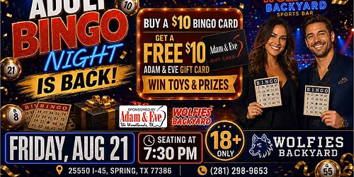 Adult Bingo Night Is Back at Wolfies Backyard!
