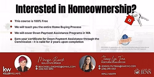 FREE First-Time Homebuyer Education Class: Down Payment Assistance in WA
