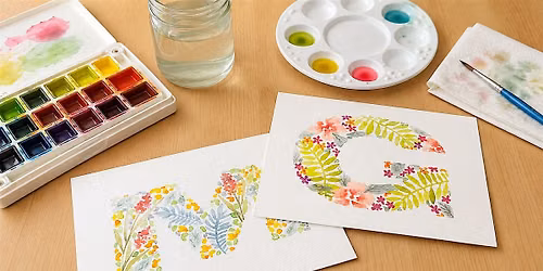 Watercolor Floral Initial Cards