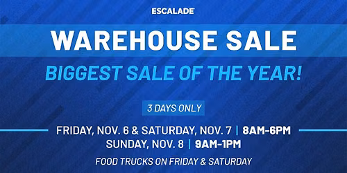2026 Escalade Sports Warehouse Sale - 3 DAYS ONLY