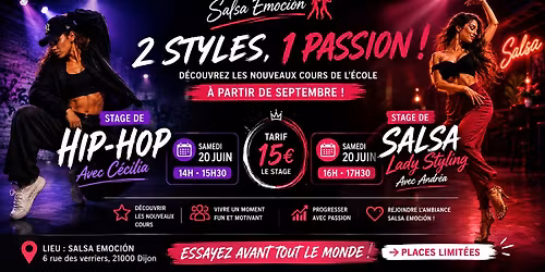 \u2728 NOUVEAUX COURS \u2022 Hip-Hop & Salsa Lady Styling \u2022 Stages D\u00e9couverte \u2728