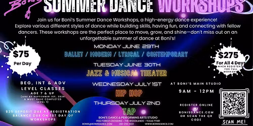 Boni's Summer Dance Workshops 2026
