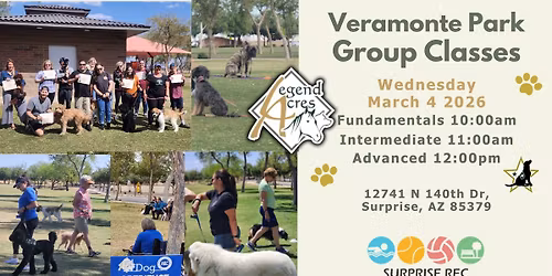 Legend Acres Morning Dog Training Classes at Veramonte Park | Surprise AZ