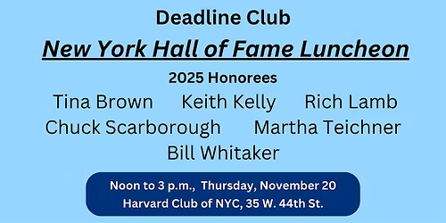 Deadline Club New York Journalism Hall of Fame Luncheon