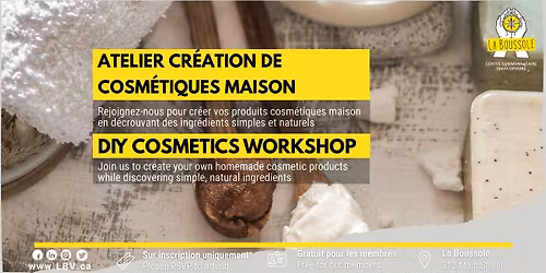 Atelier de cr\u00e9ation de produits cosm\u00e9tiques maison