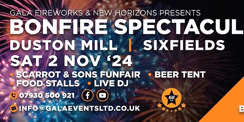 Firework Display Northampton: Bonfire Spectacular at Duston Mill, Sixfields