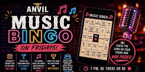 \ud83c\udfb6 MUSIC BINGO FRIDAYS \ud83c\udfb6