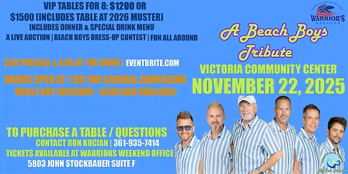 BEACH BOYS TRIBUTE BAND "Endless Summer" Warrior's Weekend fundraiser!