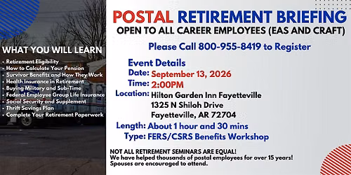 FERS Benefits Seminar - Fayetteville - 09\/13\/26