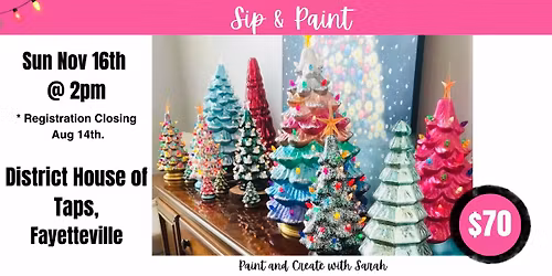 *SOLD OUT!* Vintage Ceramic Christmas Tree Sip & Paint - District House of Taps, FAYETTEVILLE