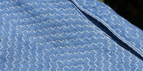 Beginning Sashiko Mending with Mickey