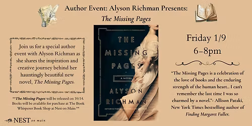 Author Event: Alyson Richman presents The Missing Pages