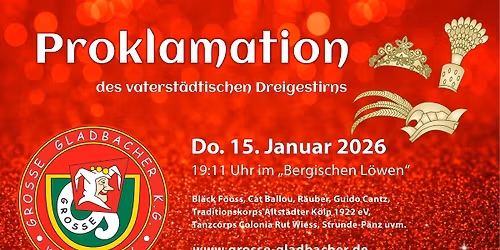 Proklamation des vaterst\u00e4dtischen Dreigestirns