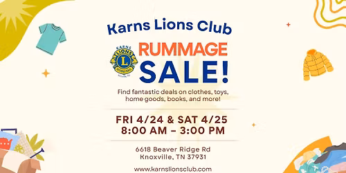 Karns Lions Club Annual Spring Rummage Sale Fundraiser